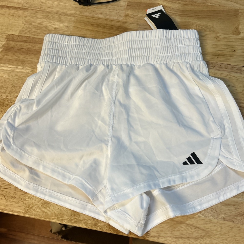 Adidas Womens White AeroReady Pacer 3" High Rise Running Shorts Size XS NWT